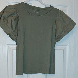 Old Navy Olive Green Puff-Sleeve Tee